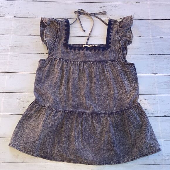 Hem & Thread Women’s Peplum Ruffled Sleeve Tank Top Shirt Size S - Picture 1 of 3